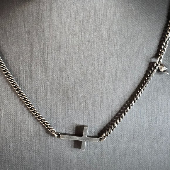 Womens Vintage Sterling Silver Religious Cross M. Cohen Necklace 36.9g E7238